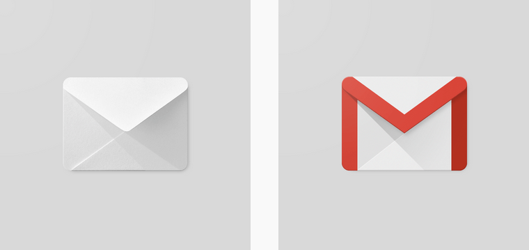 Вероятно, наиболее известным примером является значок Gmail, который использует световые эффекты, чтобы заставить вас думать об обычном конверте